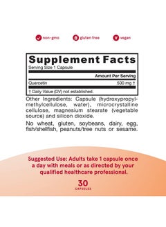 jarrow formulas Quercetin 500 Mg Bioflavonoid Dietary Supplement 30 Servings (Veggie Caps) Supports Healthy Cellular Function Cardiovascular Health Immune Health & Response  - Image 3