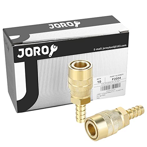 JOROY Air Coupler with 3/8 Hose Barb, Industrial M-Type, 1/4 Inch Body Size, Brass Material, 10 Pieces Air Compressor Hose Fittings - Image 5