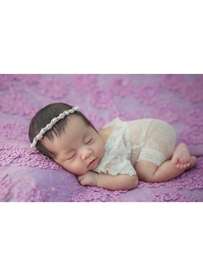 Vedory Fashion Cute Newborn Baby Girls Photography Props Headdress Lace Outfits Photo Shoot Props Outfits(Lace Romper+Headband) - Image 3