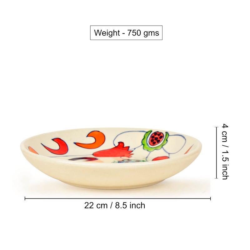 StyleMyWay StyleMyWay Hand Painted Chic and Sleek Ceramic Shallow Serving Bowl (8.5 icnhes , Multicolor) | Salad Bowl | Pasta Serving Bowl | Snack Bowl - Image 4