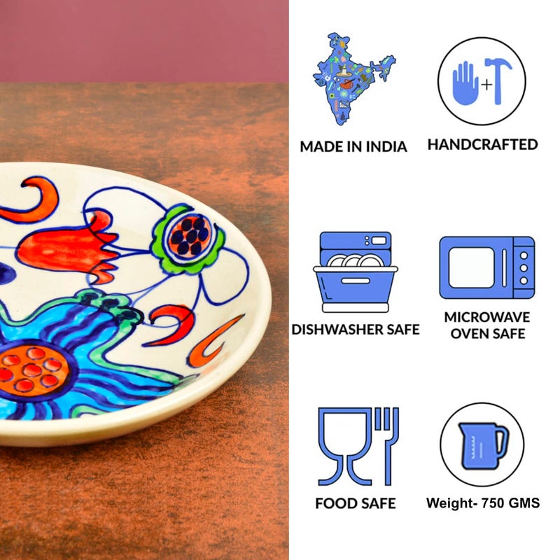 StyleMyWay StyleMyWay Hand Painted Chic and Sleek Ceramic Shallow Serving Bowl (8.5 icnhes , Multicolor) | Salad Bowl | Pasta Serving Bowl | Snack Bowl - Image 5