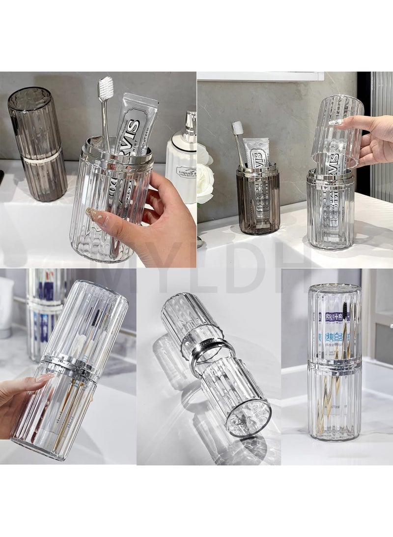 Barakah Toothbrush Travel Case, Portable Toothbrush Holder with Large Cup and Toothpaste Container, Durable and Leakproof for School Camping Business Trip Bathroom, 1 Set - Image 2