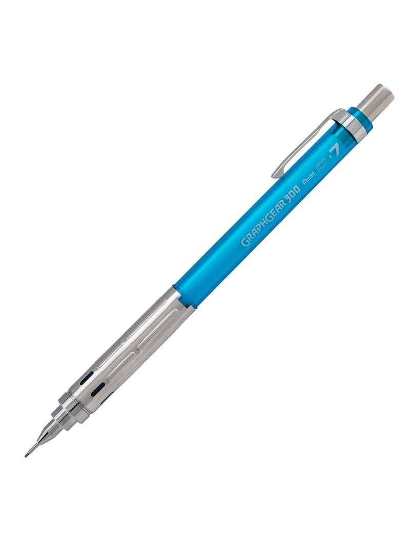 Pentel 1-Piece Graph Gear 300 Mechanical Pencil 0.7mm Tip Sky Blue Barrel - Image 1