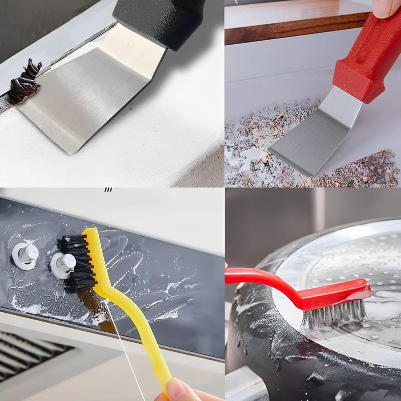6-in-1 Heavy Duty Cleaning Kit | Rust & Grease Remover with 2 Non-Scratch Scrapers + 3 Wire Brushes + Large Brass Brush | Perfect for Ovens, Grills & Metal Surfaces - Image 4