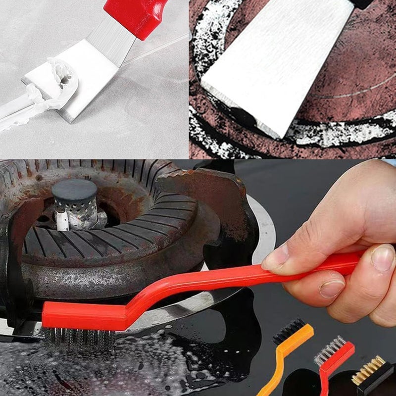 6-in-1 Heavy Duty Cleaning Kit | Rust & Grease Remover with 2 Non-Scratch Scrapers + 3 Wire Brushes + Large Brass Brush | Perfect for Ovens, Grills & Metal Surfaces - Image 3
