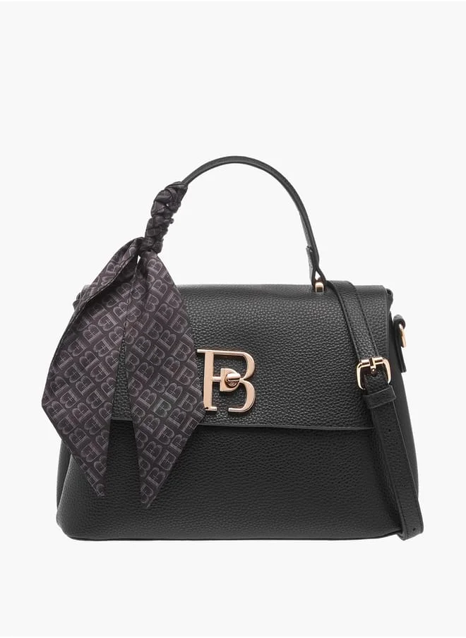 Flora Bella By Shoexpress Womens Textured Satchel Bag With Twist Lock Closure And Scarf Detail