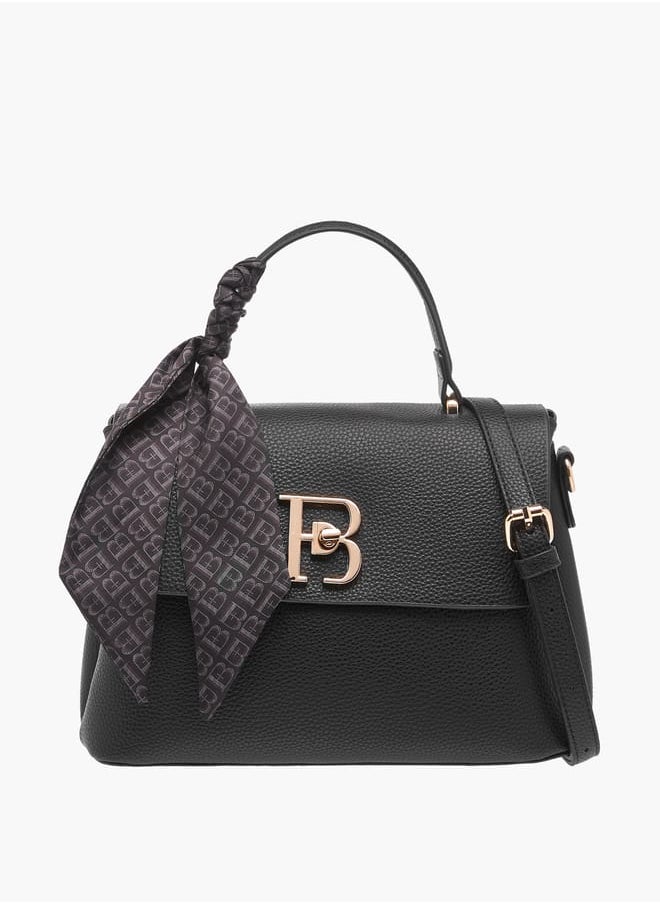 Flora Bella By Shoexpress Womens Textured Satchel Bag With Twist Lock Closure And Scarf Detail  - Image 1