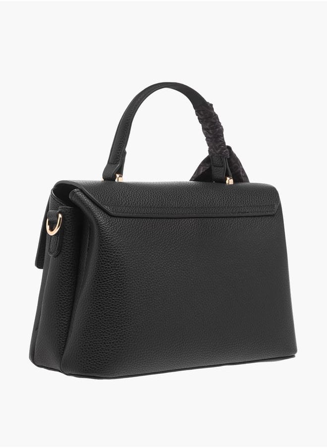 Flora Bella By Shoexpress Womens Textured Satchel Bag With Twist Lock Closure And Scarf Detail  - Image 4