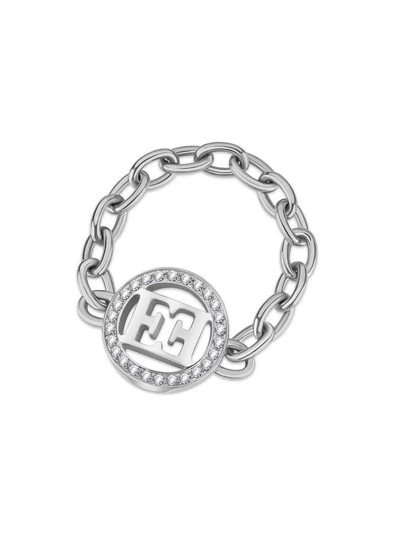 ESCADA Isabella Ring with Iconic Cutout Logo and Chain Link Design