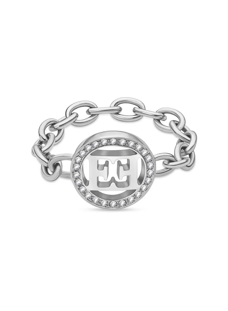 ESCADA Isabella Ring with Iconic Cutout Logo and Chain Link Design