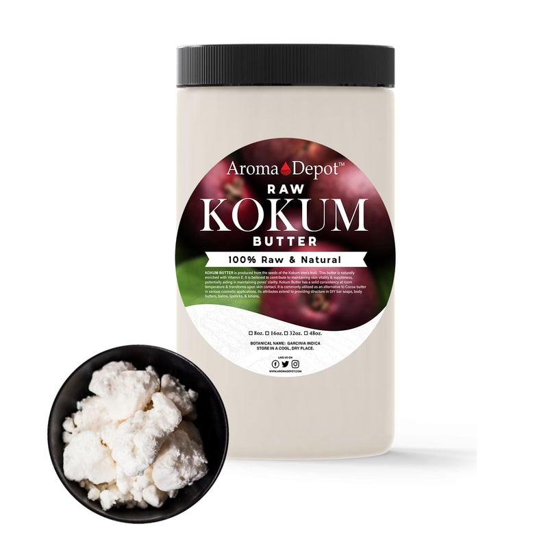 Aroma Depot Aroma Depot Kokum Butter 1 lb JAR CHUNKS Raw I Great for Skin Body and Hair 100 Pure I Natural I Cold Pressed I Thickener for Body Butters Sunscreens Soaps Deodorants and Lotions