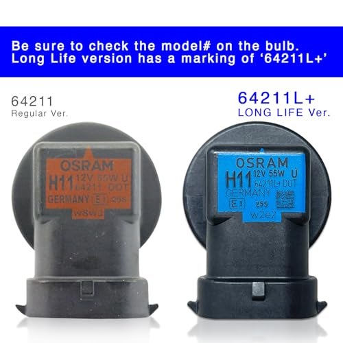 OSRAM مصابيح هالوجين أمامية أصلية قياسية OSRAM H11 OEM 12V 55W 64211L+ (عمر طويل) مصنوعة في ألمانيا | عبوة من 2 - Image 3