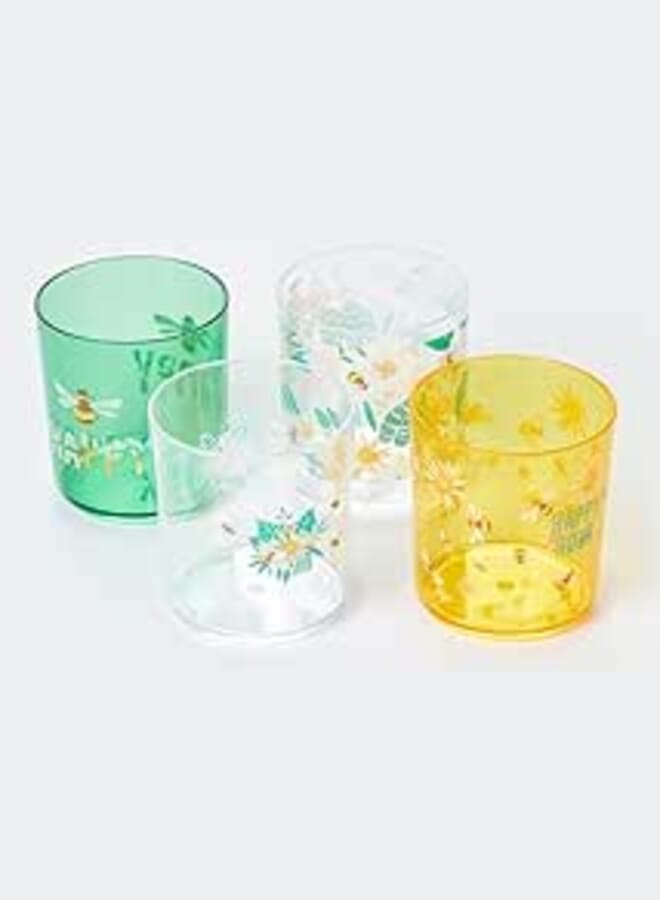 Matalan Tumblers 4-Piece Set, 7.5 cm x 12 cm Size, Multicolour