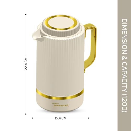 Trueware Marvel 1200 Insulated Flask - 1000 Ml | PU Insulated Inner Stainless Steel Hot & Cold Flask, BPA Free, Leak Proof, Ideal for Tea, Coffee, Water, Hot Beverages - Image 3