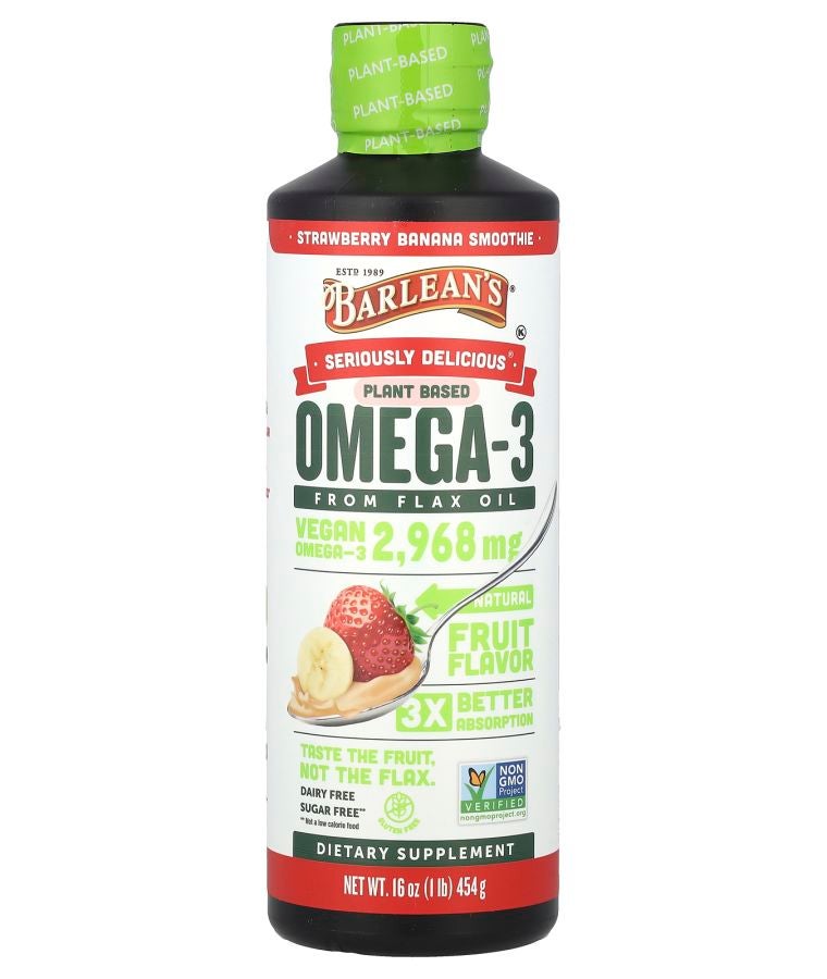 Seriously Delicious® Omega-3 From Flax Oil Strawberry Banana Smoothie 2968 mg 16 oz (454 g)