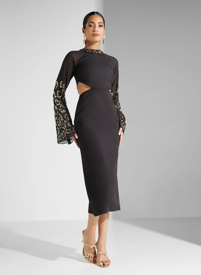 Virgos Lounge Cutout Sleeve Detail Dress