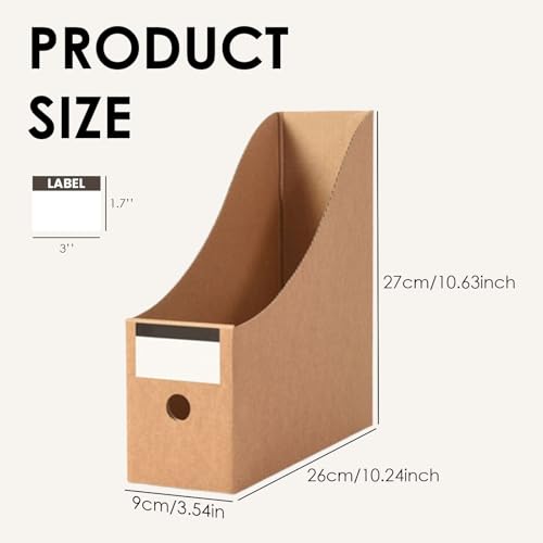 Vankcp 24 Pcs Cardboard Magazine File Holders Magazine Book Bin Box With Label Stickers Brown Bulk Kraft Magazines Organizer for Home Office File Storage Boxes for Desk Shelves - Image 3