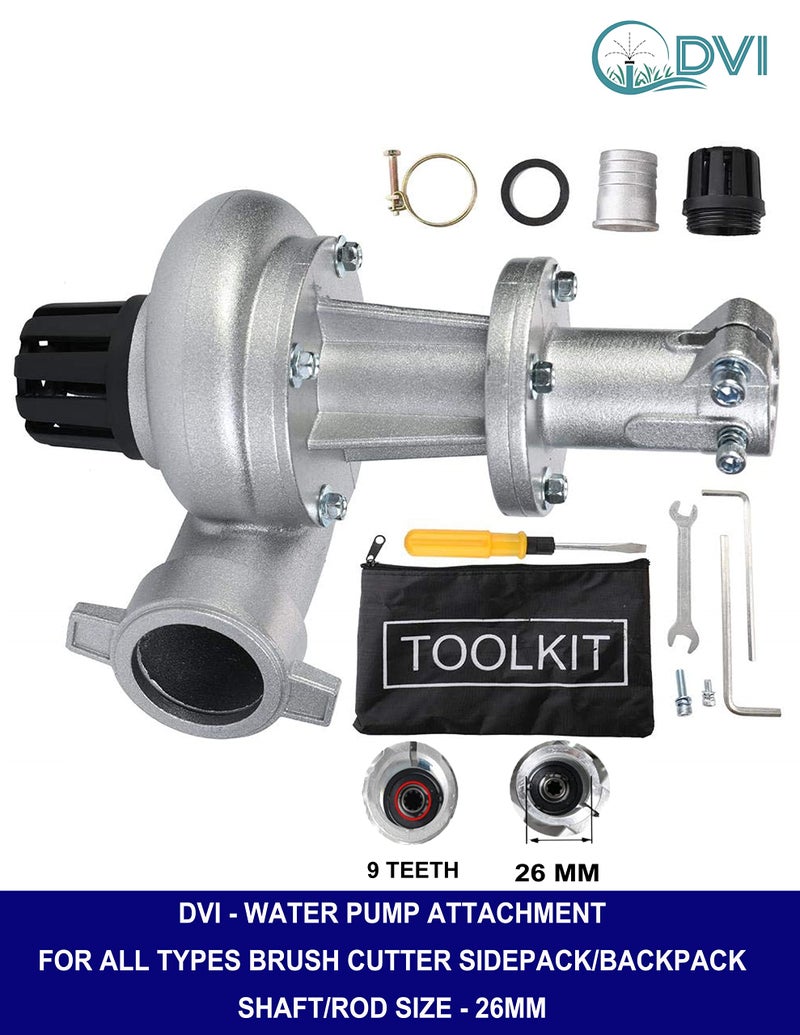 DVI WATER PUMP ATTACHMENT FOR ANY TYPE OF BRUSH CUTTER/GRASS CUTTER(2 STROKE/4 STROKE) 9 TEETH SPILINE USED FOR WATER LIFTING IN AGRICULTURE (FOR 28MM 9 SPILINE TEETH BRUSH CUTTER SHAFT) - Image 2
