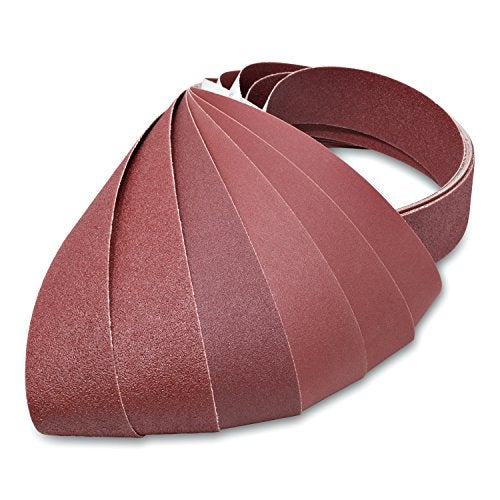Red Label Abrasives 2 X 72 Inch Flexible Aluminum Oxide Multipurpose Sanding Belts for Woodworking, Leather, Rubber, Plastic, & Light Metal Working - 60, 80, 120, 220, 320, 400 Grit 6 Pack Assortment - Image 2