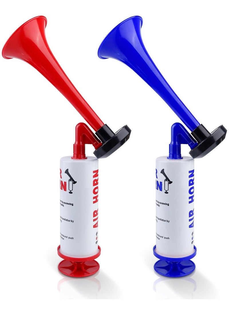 Festive Gallery Loud Air Horn, Chazcool Handheld Air Horn Loud Noise Maker Safety Boat Car Sports Events Bear Handheld Air Pump Horn Loud Safety Reusable Horn for Boats  Red And Blue ( 2pcs )  - Image 1