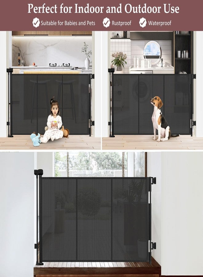 GRENFU Reinforced 41 Inch Extra Tall Baby Gate 55" Wide Retractable Dog Gate with Support Rods – Prevents Crawling Under, Indoor Extra Tall Dog Gate Retractable Baby Gates Outdoor Retractable Gate, Black - Image 5