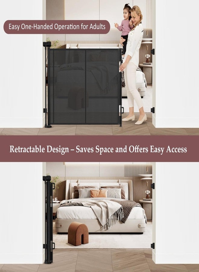 GRENFU Reinforced 41 Inch Extra Tall Baby Gate 55" Wide Retractable Dog Gate with Support Rods – Prevents Crawling Under, Indoor Extra Tall Dog Gate Retractable Baby Gates Outdoor Retractable Gate, Black - Image 4