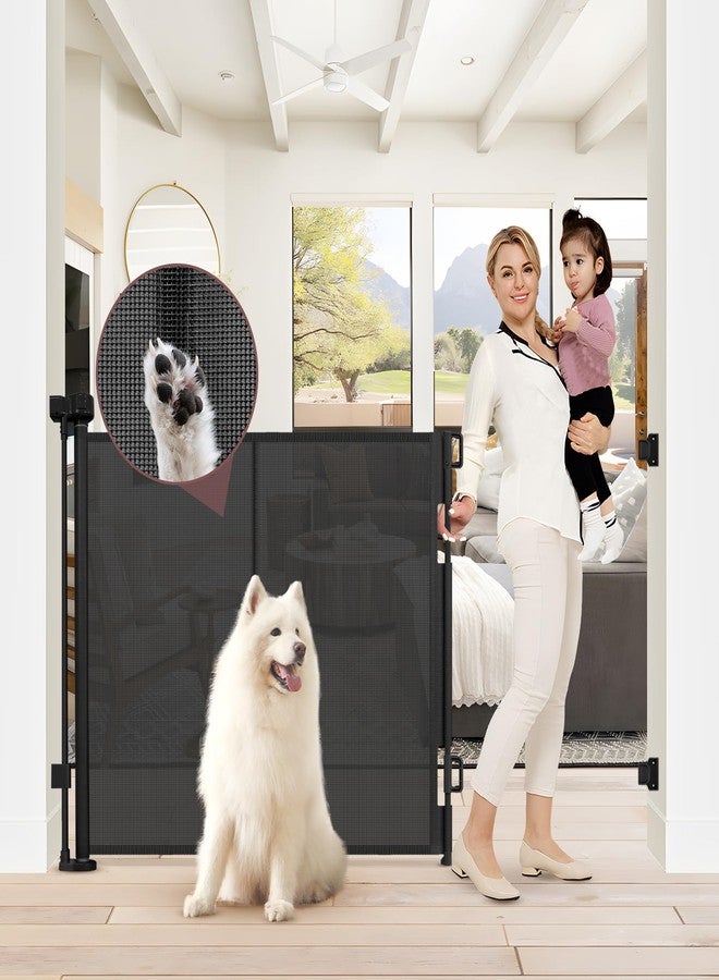 GRENFU Reinforced 41 Inch Extra Tall Baby Gate 55" Wide Retractable Dog Gate with Support Rods – Prevents Crawling Under, Indoor Extra Tall Dog Gate Retractable Baby Gates Outdoor Retractable Gate, Black - Image 1