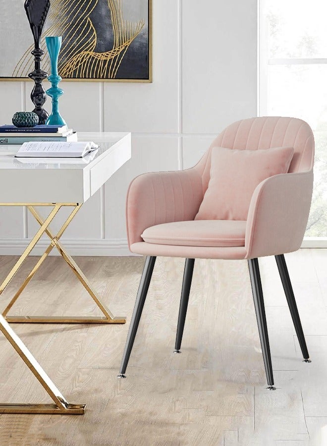 Generic Furniliving Velvet Vanity Chair with Curved Back, Vanity Chair for Makeup Room - Midcentury Modern Accent Chair for Living Room Bedroom, Velvet Chair Multifunction Chair for Dressing Home Office Kitchen Dinning Room and Living Room ﻿  - Image 1