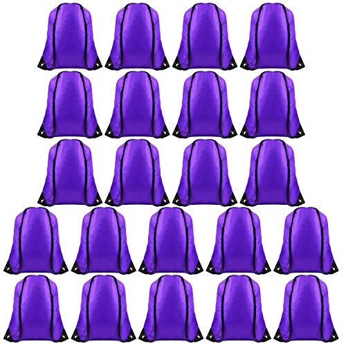 FEPITO 22 Pack Drawstring Bags String Backpack Bulk School Backpacks for Gym Traveling Purple - Image 1