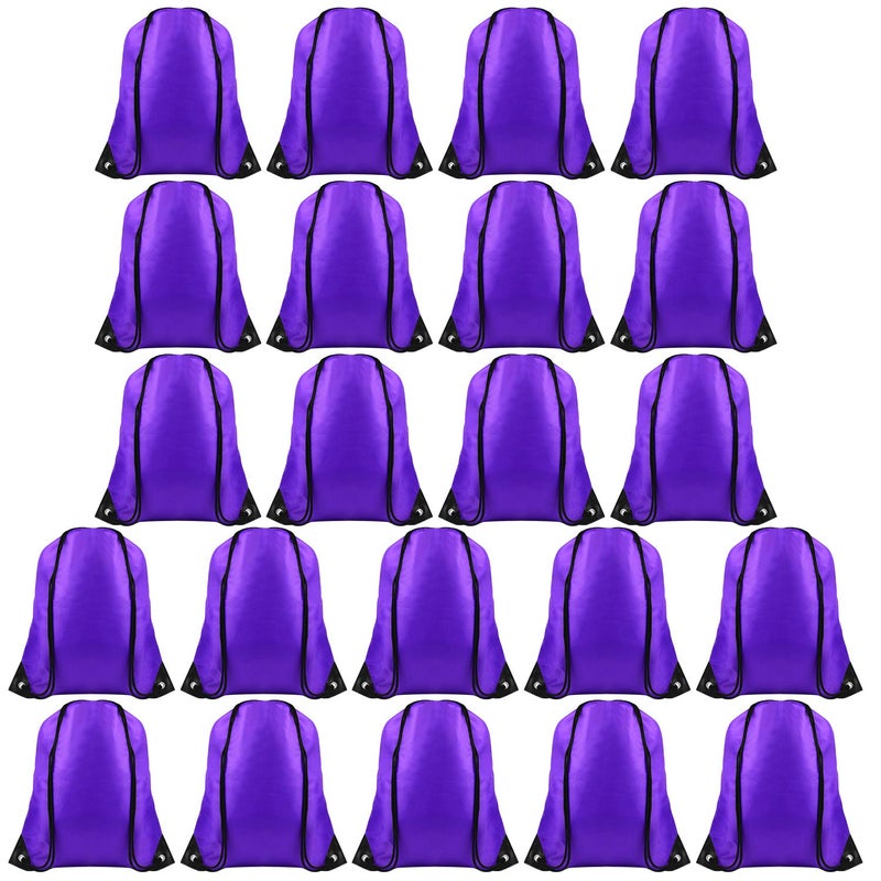FEPITO 22 Pack Drawstring Bags String Backpack Bulk School Backpacks for Gym Traveling Purple - Image 2