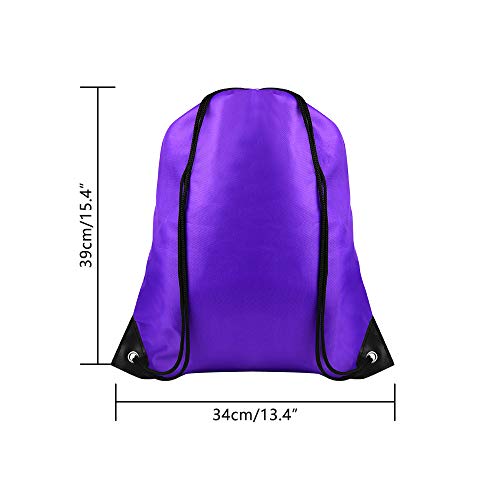FEPITO 22 Pack Drawstring Bags String Backpack Bulk School Backpacks for Gym Traveling Purple - Image 3