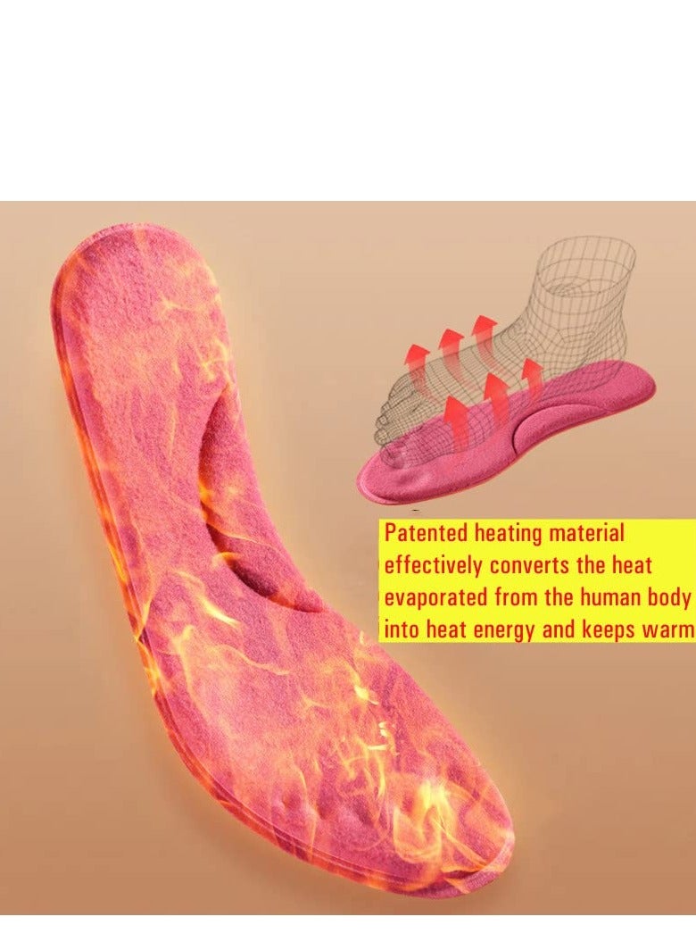 Excefore Self-Heating Insoles, Feet Warm Memory Foam Arch Support Insoles Winter Sports Shoes Self-heating Shoe Pads, for Trainers, Sports, Warm Health Gift Women and Men (Pink, 39-40) - Image 2