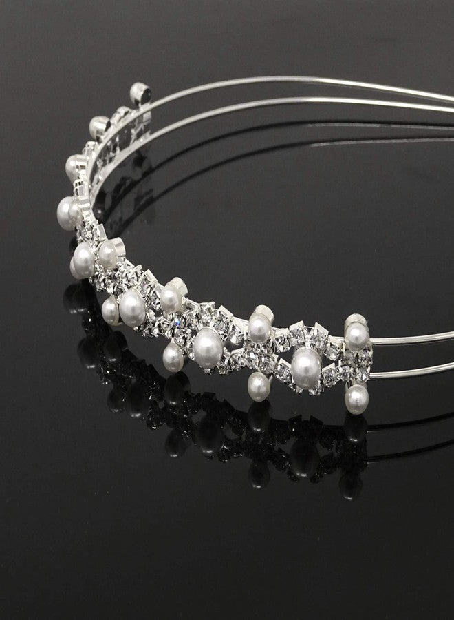 Honbay Fashion Wedding Hair Piece Photography Hair Accessories Bride Bridesmaid Flower Girl Crown Headband Hair Hoop Tiara with Crystal and Faux Pearls - Image 5