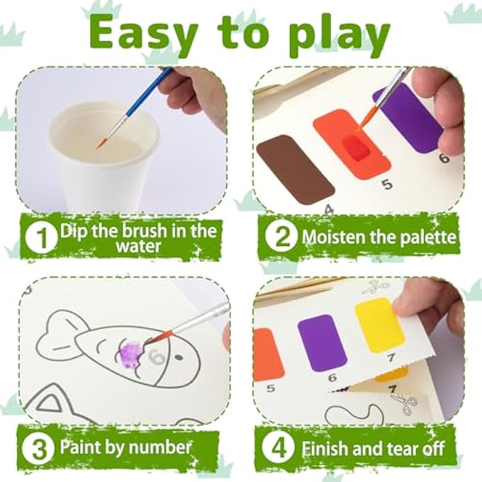 ANIMALS WATER COLORING BOOK FOR CHILDREN, WATERCOLOUR PAINTING PAPER BOOKS FOR KIDS, MAGIC PAINT KIT FOR TODDLERS, ARTS DRAWING SET GIFT (ANIMALS) - Image 3