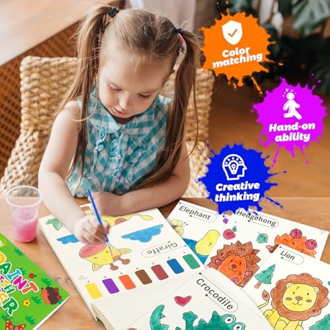 ANIMALS WATER COLORING BOOK FOR CHILDREN, WATERCOLOUR PAINTING PAPER BOOKS FOR KIDS, MAGIC PAINT KIT FOR TODDLERS, ARTS DRAWING SET GIFT (ANIMALS) - Image 2