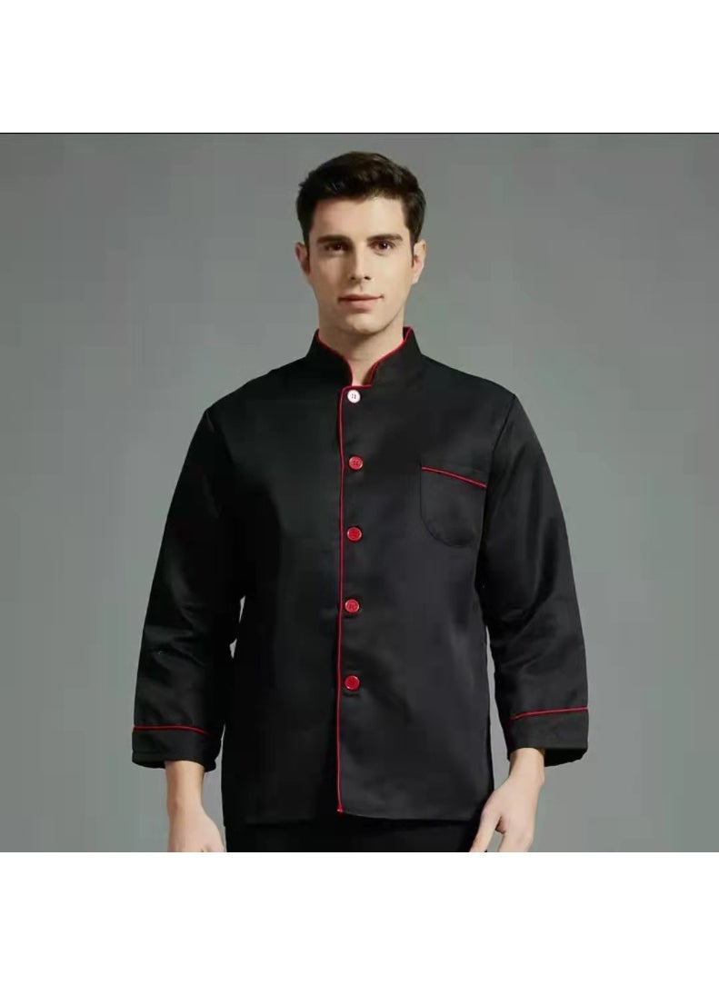 NIBEMINENT Men's and Women's Universal Chef Uniform  Collar Restaurant Kitchen Female Chef Coat Catering Clothing Chef Uniform  - Image 1