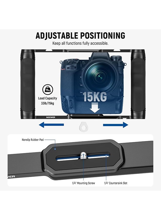 Neewer Camera Cage Kit with ARRI Locating Pins, Video Rig Stabilizer, Top Handle, Arca Base, Handgrips, SmallRig Compatible - Image 5