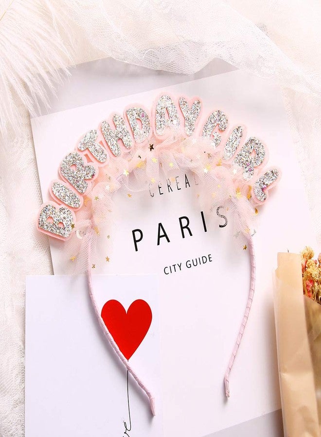 Happy Space - Birthday Girl Glitter Hairband, Shimmer Baby Pink Hairband/Tiara - Image 4