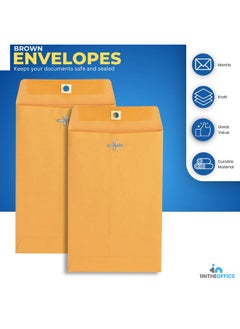 1InTheOffice Brown Envelopes 6X9 Manilla Envelopes With Clasp Gummed Flaps 50/Box  - Image 2
