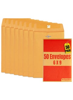 1InTheOffice Brown Envelopes 6X9 Manilla Envelopes With Clasp Gummed Flaps 50/Box  - Image 1