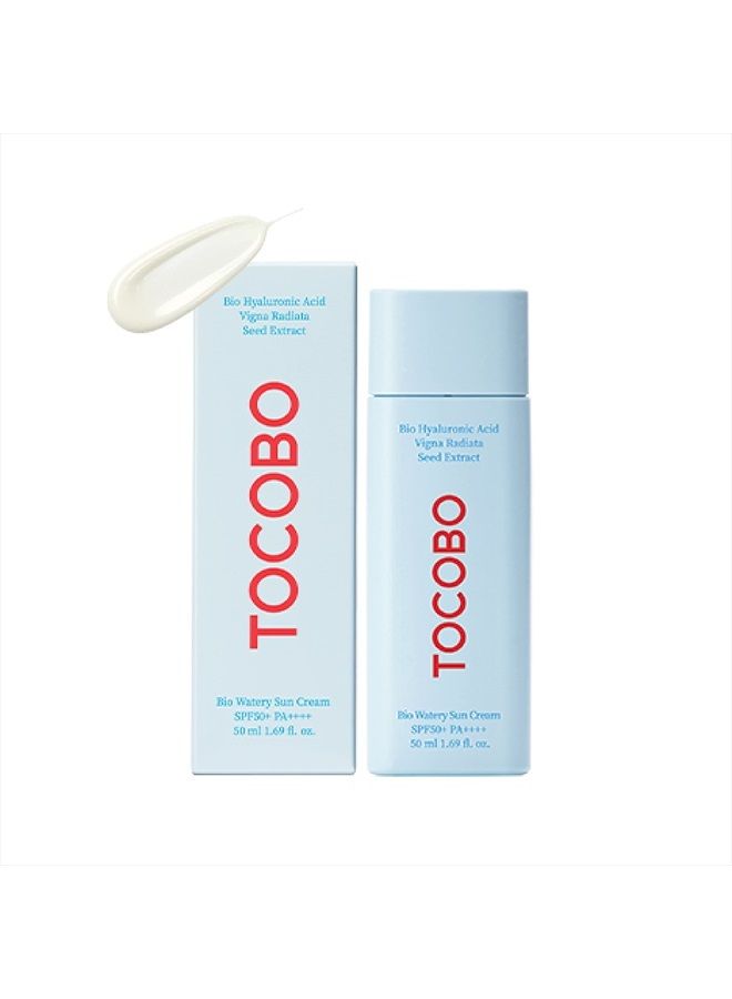 Tocobo [TOCOBO] BIO WATERY SUN CREAM SPF50+ PA++++ 1.69 fl oz / 50ml | Watery Texture, Soft Finish, Powerful UV Protection, Natural Ingredients, Hyaluronic Acid, Moisturizing, Elasticity | EWG Green + PEG Fr  - Image 1