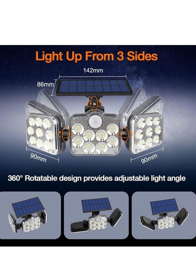 Y&D Outdoor Solar Lights Motion Sensor Security Lights with 138 LED 3 Adjustable Heads 270° Wide Angle Wireless Light for Garage Patio Porch Garden Yard - Image 3