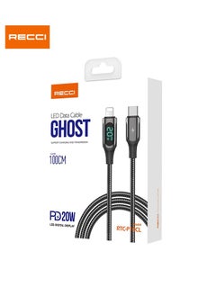 Recci High-quality charging cable, supports 100W of power zinc parts to improve the quality of charging and data transfer, length of 100cm, supports fast charging, charges iPhone devices, black  - Image 2