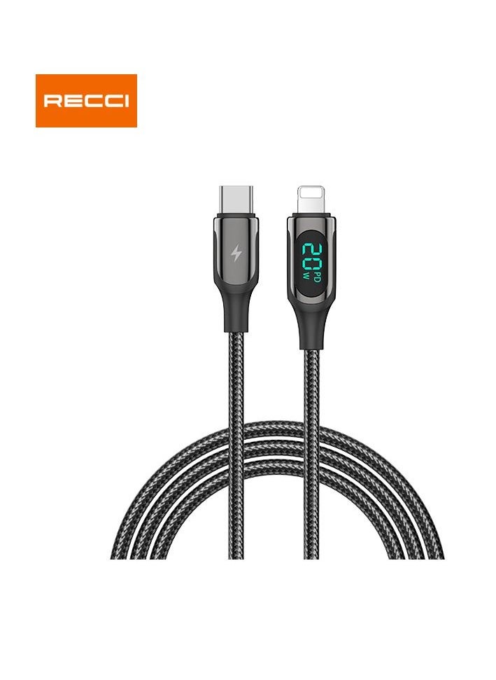 Recci - High-quality charging cable, supports 100W of power zinc parts to improve the quality of charging and data transfer, length of 100cm, supports fast charging, charges iPhone devices, black - Image 1