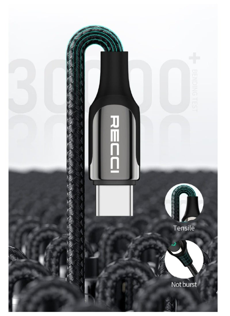Recci - High-quality charging cable, supports 100W of power zinc parts to improve the quality of charging and data transfer, length of 100cm, supports fast charging, charges iPhone devices, black - Image 1