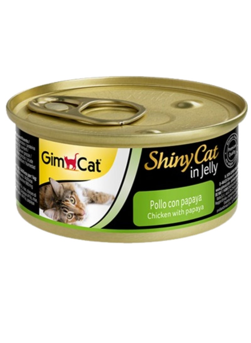 جيم كات طعام قطط رطب بنكهة الدجاج مع البابايا للقطط البالغة - 6 علب بوزن 70 جرام - Image 2
