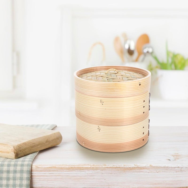 Metal Rim 21cm Household Steamer Basket 2-tier with Lid for Dumplings and Vegetables, Food-grade Steaming Drawer Suitable for Home Cooking - Image 4