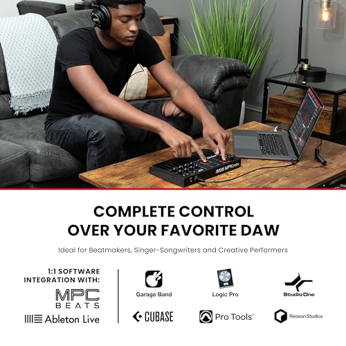 Akai Professional أكاي بروفيشينال MPK ميني MK3 - وحدة تحكم لوحة مفاتيح MIDI USB بـ 25 مفتاح مع 8 وسادات درام مضاءة، 8 مقبض، برنامج إنتاج موسيقي وحزمة صوتية من Native Instruments (تكامل NKS)، أسود - Image 2