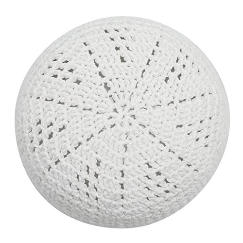 TheKufi قبعة كوفي بيضاء ضيقة وفضفاضة بنسيج مختلط وكروشيه مريح من القطن، قبعة مسلم كوفي، قبعة صلاة للجمجمة (S) - Image 4