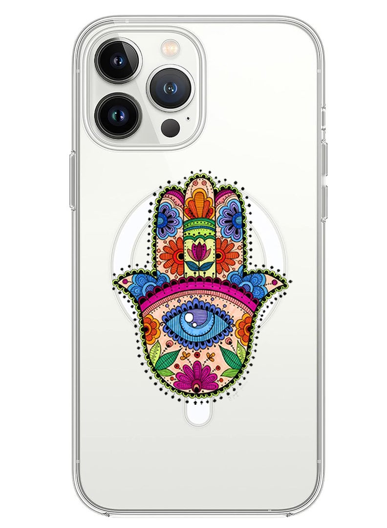 Theodor Magnetic Case for iPhone 14 Pro Max 6.7-inch Compatible with MagSafe Wireless Charging, Shockproof Phone Bumper Cover Hand Mandala copy - Image 1